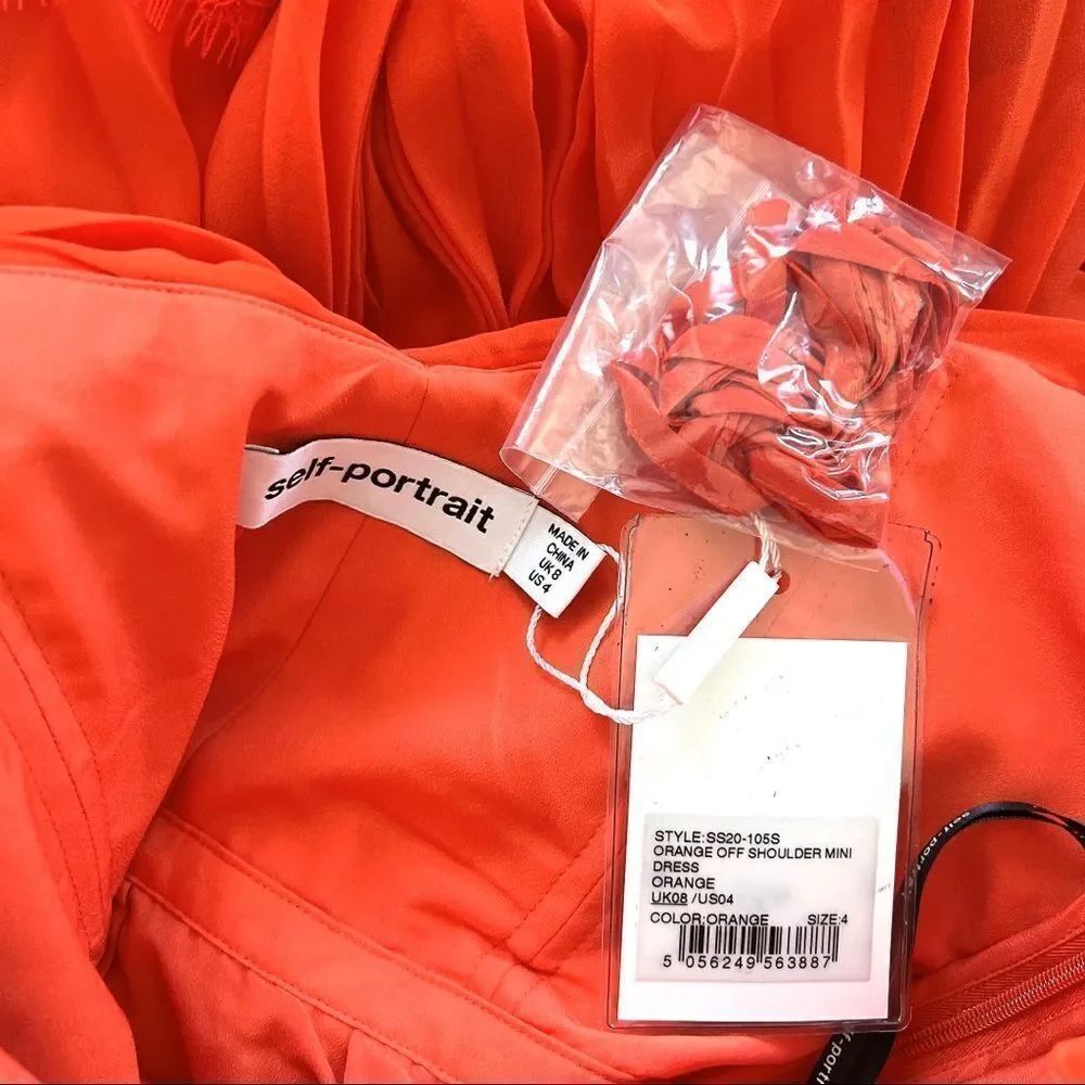 Self-Portrait Orange Off Shoulder Mini Dress - Picture 9 of 13